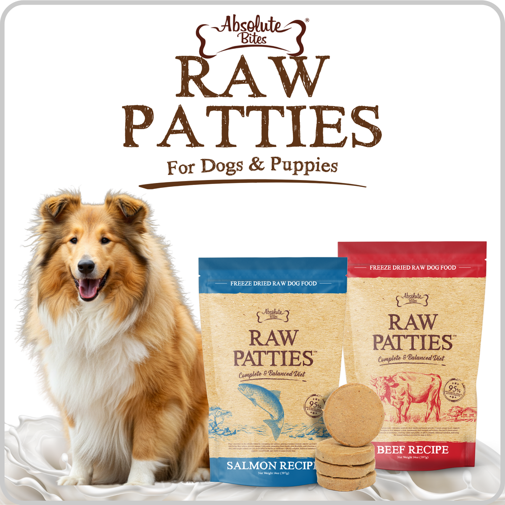 Absolute Bites Raw Patties Freeze Dried Raw Food for Dogs & Puppies