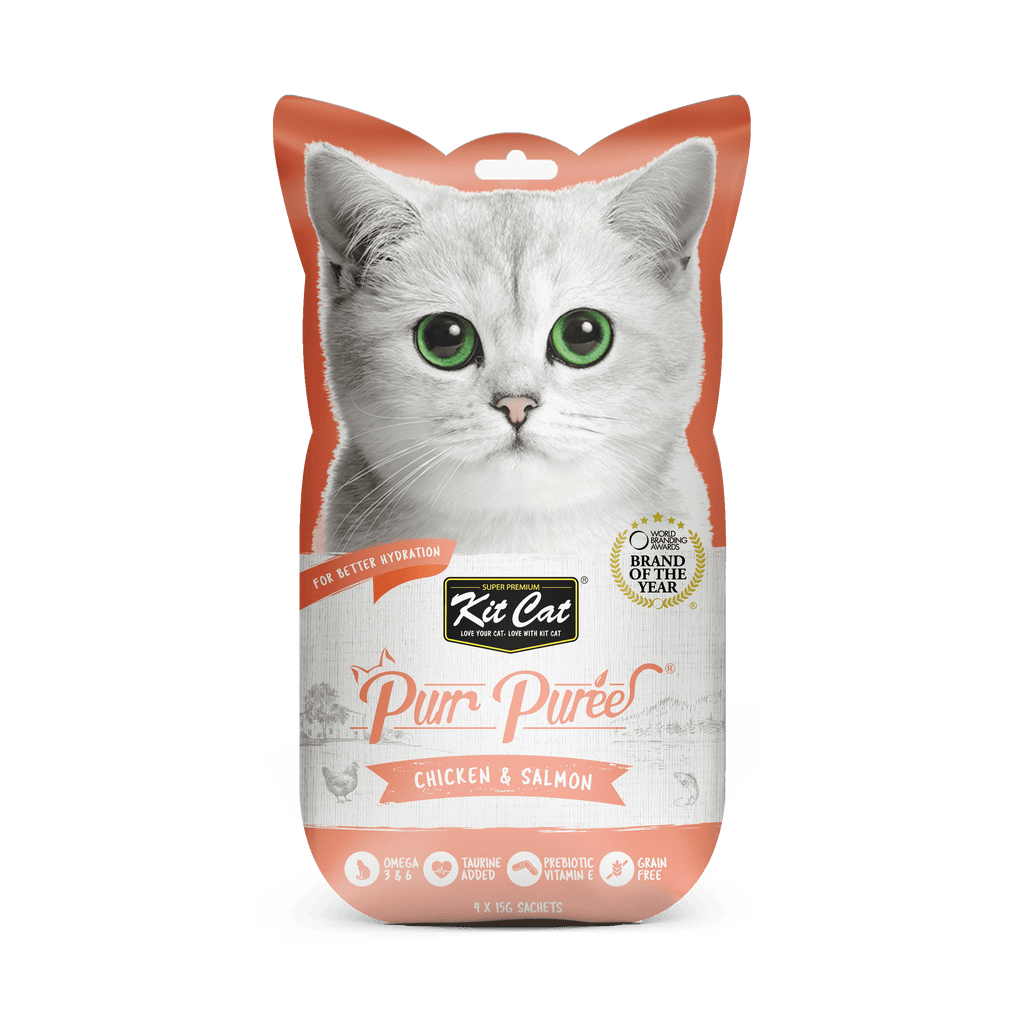 Kit Cat Purr Puree Liquid Cat Treats - Chicken & Salmon (4x15g)