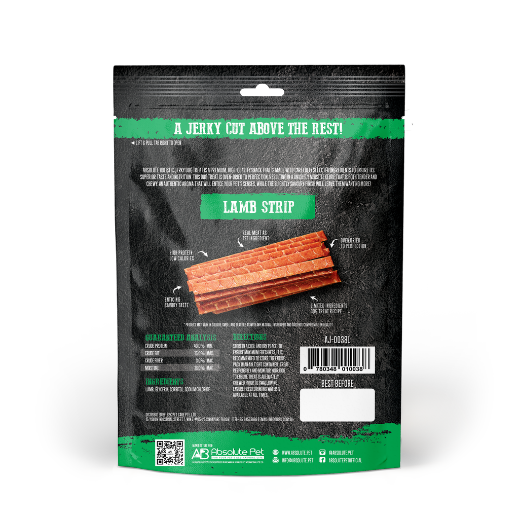 Absolute Holistic Grain Free Treats for Dog - Lamb Jerky Loin Strip (100g)