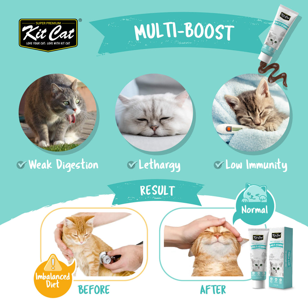 Kit Cat Daily Nutritional Supplement Gel For Cats & Kittens - Multi-Boost (120g)