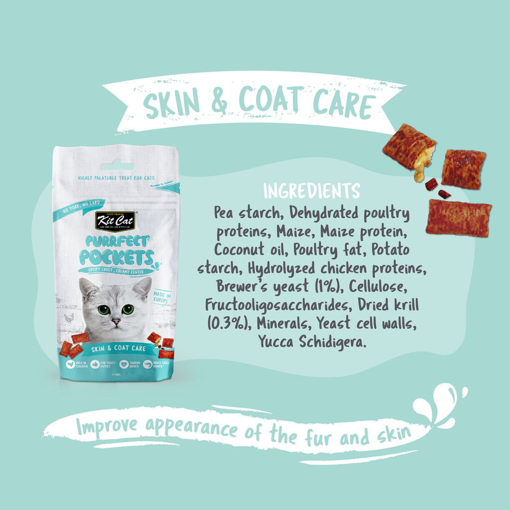 Kit Cat Purrfect Pocket Treats - Skin & Coat Care (60g)