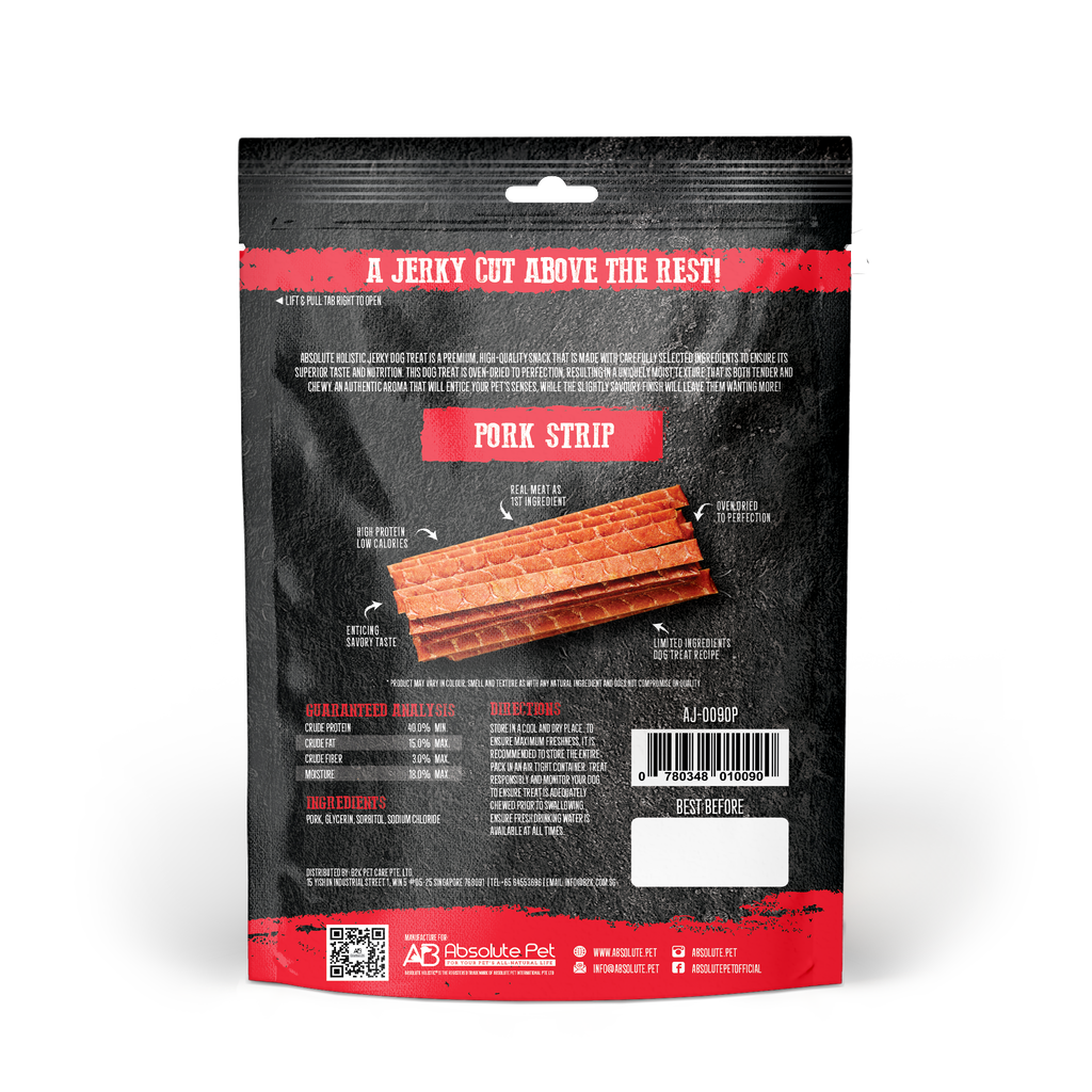 Absolute Holistic Grain Free Treats for Dog - Pork Jerky Loin Strip (100g)