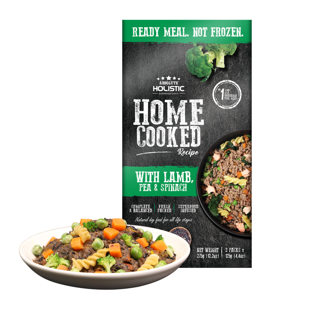 (Trial Pack) Absolute Holistic Home Cooked Style Recipe Gently Cooked Dog Food (125g x 3) - Lamb, Peas & Spinach