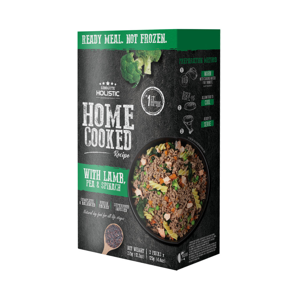 (Trial Pack) Absolute Holistic Home Cooked Style Recipe Gently Cooked Dog Food (125g x 3) - Lamb, Peas & Spinach