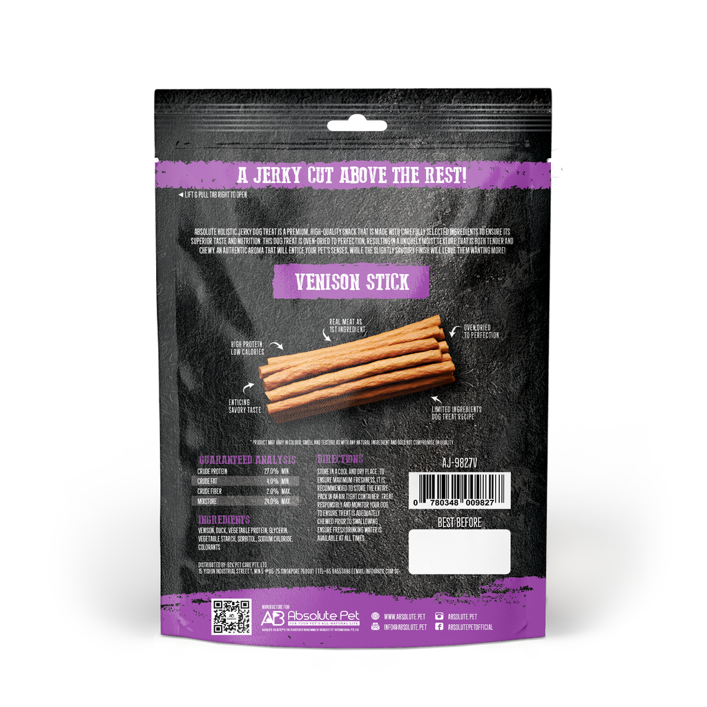 Absolute Holistic Grain Free Treats for Dog - Venison Jerky Loin Stick (100g)