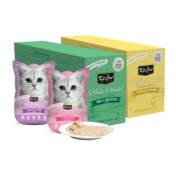 CTN OF 24 Kit Cat Petite Pouches Complete Balanced Wet Cat Food