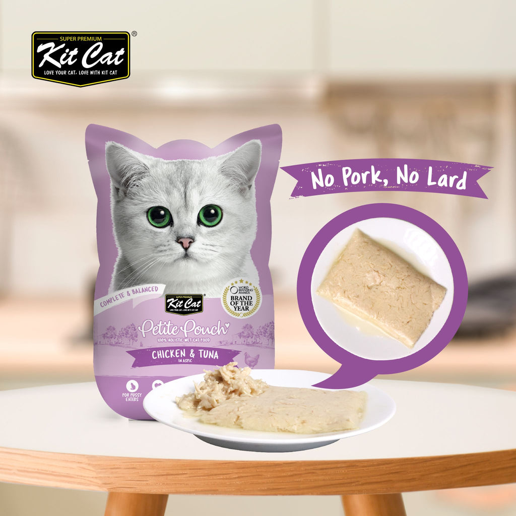 [CTN OF 24] Kit Cat Petite Pouch Complete & Balanced Wet Cat Food - Chicken & Tuna in Aspic (70g)