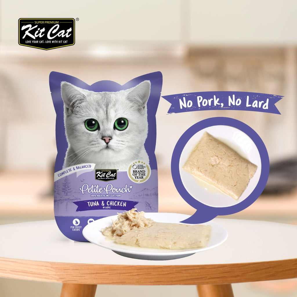 [CTN OF 24] Kit Cat Petite Pouch Complete & Balanced Wet Cat Food - Tuna & Chicken in Aspic (70g)