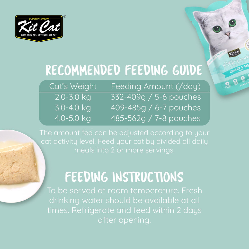 Kit Cat Petite Pouch Complete & Balanced Wet Cat Food - Chicken & Saba in Aspic (70g)