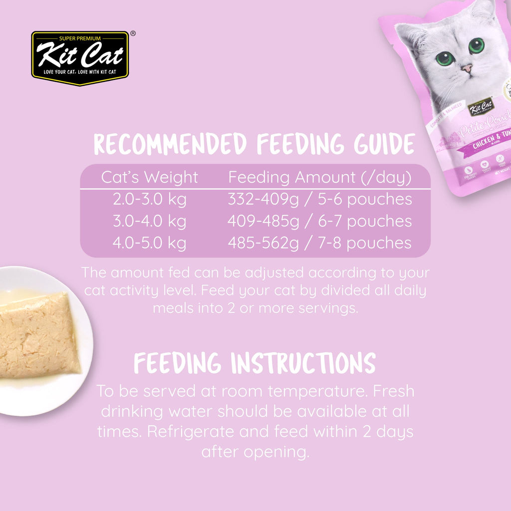 [CTN OF 24] Kit Cat Petite Pouch Complete & Balanced Wet Cat Food - Chicken & Tuna in Aspic (70g)