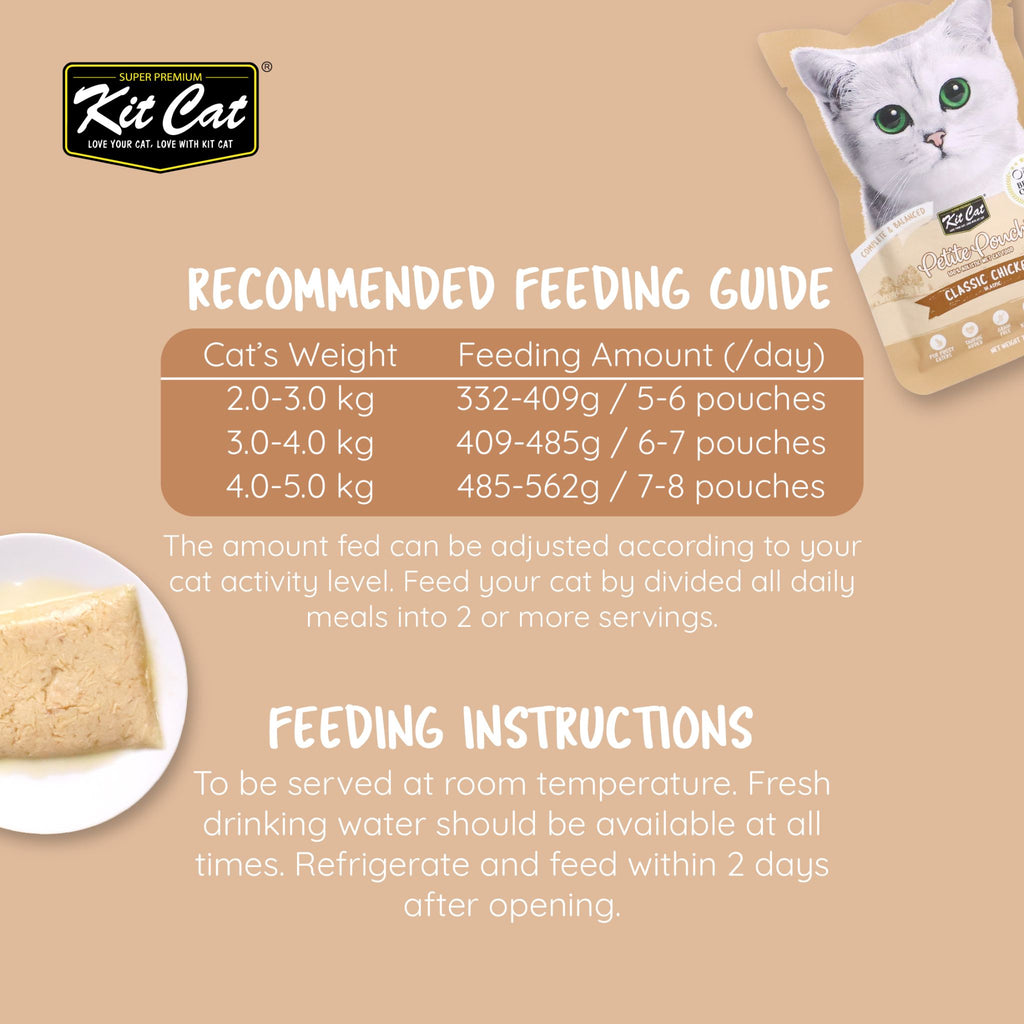 Kit Cat Petite Pouch Complete & Balanced Wet Cat Food - Classic Chicken in Aspic (70g)