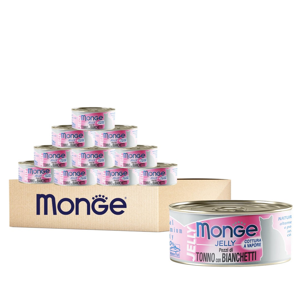 [CTN OF 24] Monge Cat Canned Food - Jelly Yellowfin Tuna With Whitebait (80g)