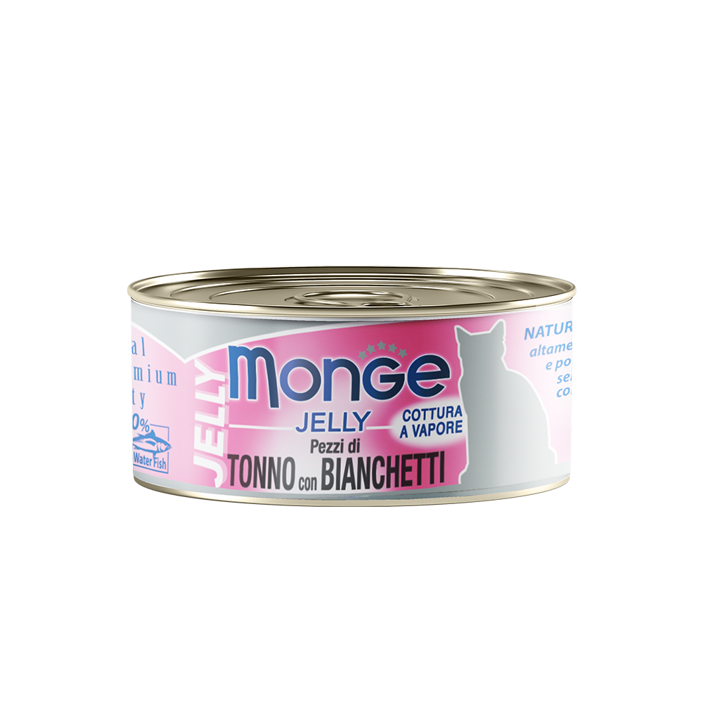 [CTN OF 24] Monge Cat Canned Food - Jelly Yellowfin Tuna With Whitebait (80g)