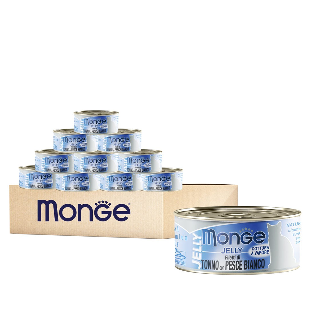 [CTN OF 24] Monge Cat Canned Food - Jelly Yellowfin Tuna With Seabream (80g)