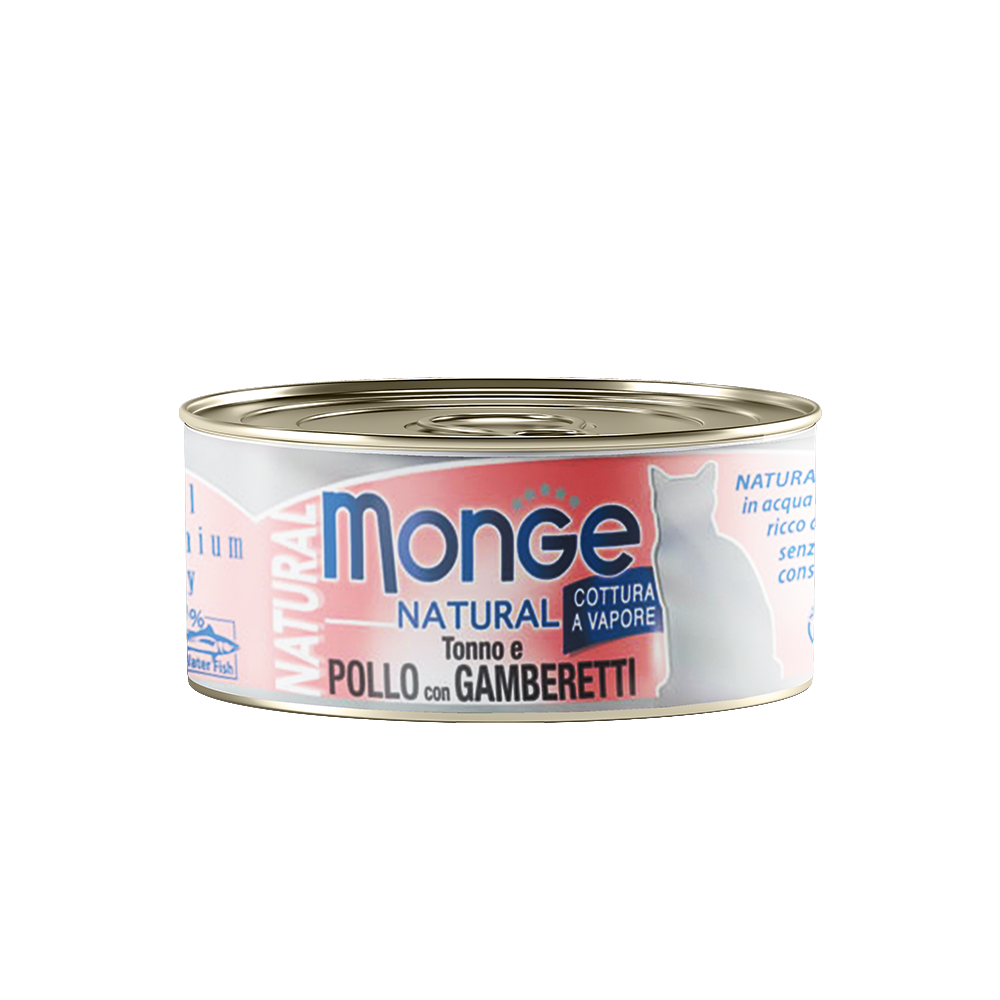 [CTN OF 24] Monge Cat Canned Food - Natural Tuna And Chicken With Shrimps (80g)