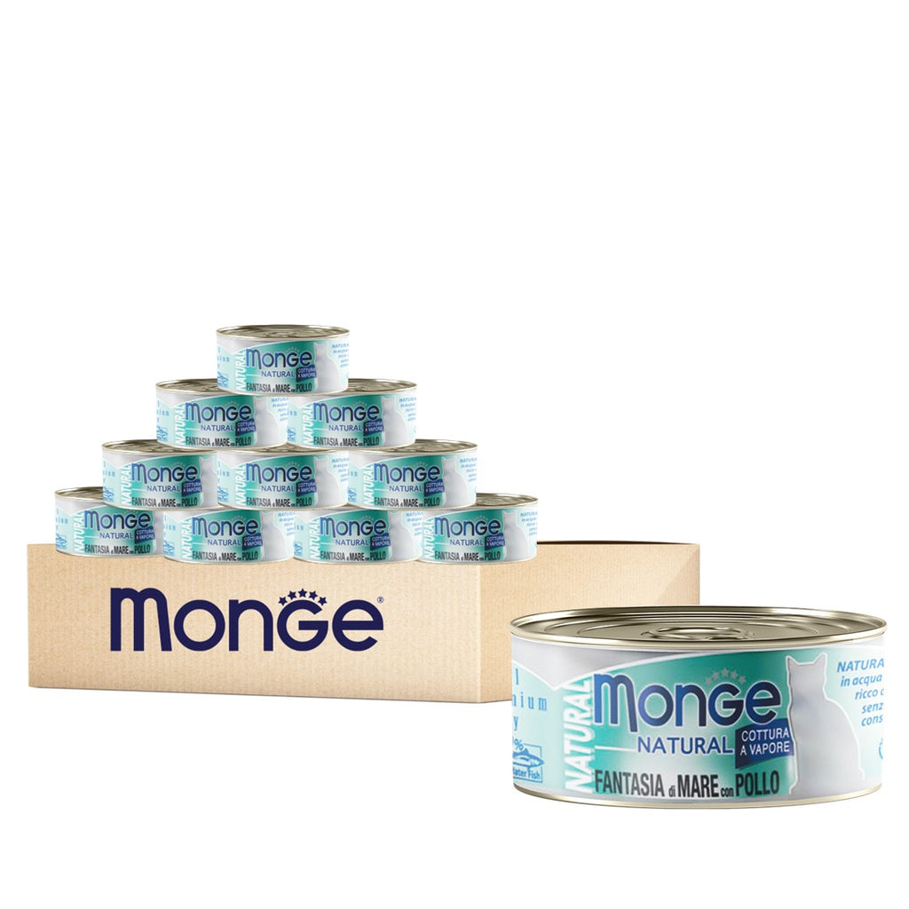 [CTN OF 24] Monge Cat Canned Food - Natural Seafood Mixed With Chicken (80g)