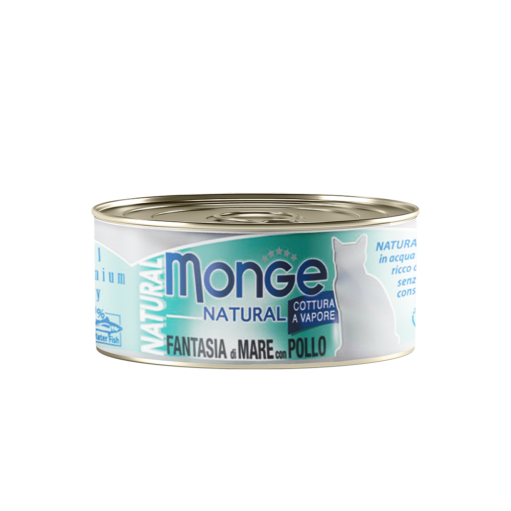 [CTN OF 24] Monge Cat Canned Food - Natural Seafood Mixed With Chicken (80g)