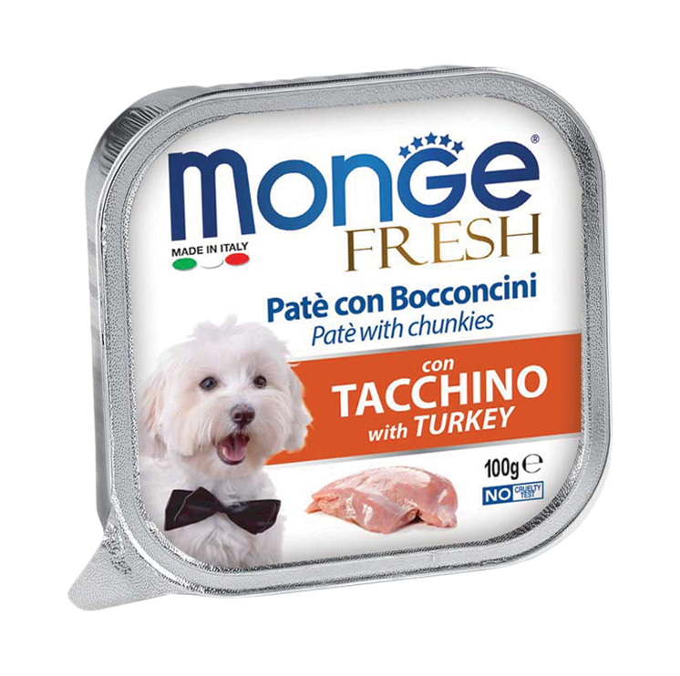 [CTN OF 32] Monge Fresh Pate & Chunkies Wet Dog Food - Turkey (100g)