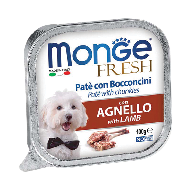 [CTN OF 32] Monge Fresh Pate & Chunkies Wet Dog Food - Lamb (100g)