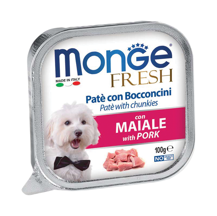 [CTN OF 32] Monge Fresh Pate & Chunkies Wet Dog Food - Pork (100g)
