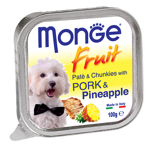 [CTN OF 32] Monge Fruits Pate & Chunkies Wet Dog Food - Pork & Pineapple (100g)